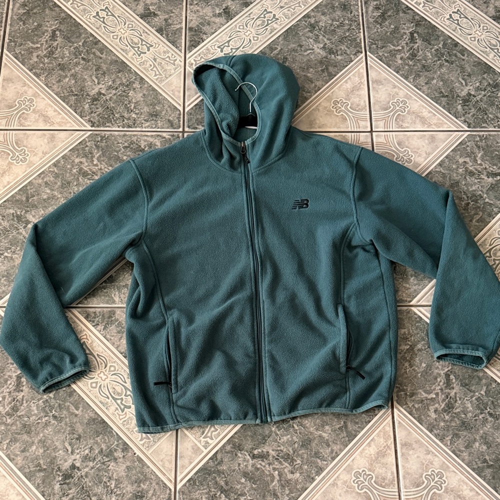 New Balance Teal Full‑Zip Hooded Fleece Jacket for Men